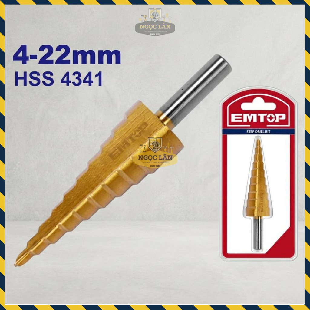 Mũi Khoan Bước EMTOP 4-22mm HSS4341 Khoan Inox Mỏng ESDL42203 - Ảnh 2