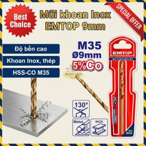 Mũi Khoan Inox HSS-CO M35 EMTOP 9mm ETDB130901