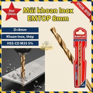 Mũi Khoan Inox HSS-CO M35 Cobalt 5% 8mm EMTOP ETDB130801
