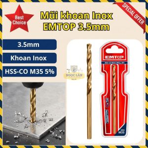 Mũi Khoan Inox HSS-CO M35 EMTOP 3.5mm Chuyên Dụng ETDB130351