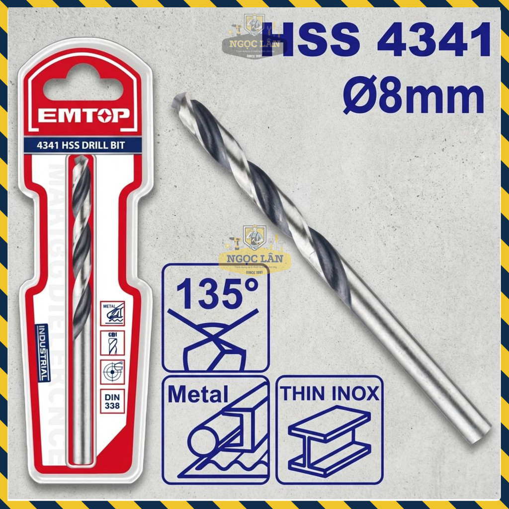Mũi Khoan Sắt Inox Mỏng HSS 8mm EMTOP ETDB310802 - Ảnh 2
