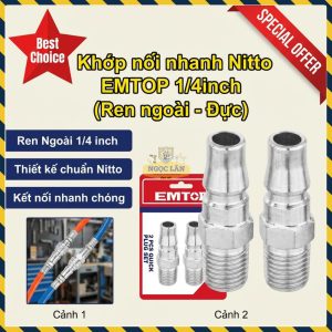 Khớp Nối Nhanh Nitto EMTOP Ren Ngoài Đực 1/4" Bộ 2 Cái EMQP2953