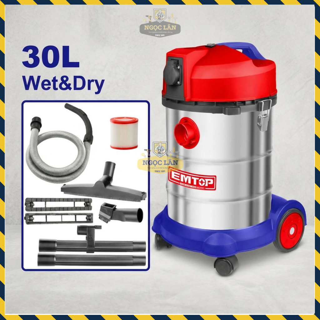 Máy Hút Bụi Công Nghiệp EMTOP EVCR1401, 1400W, 30L, Inox - Ảnh 2