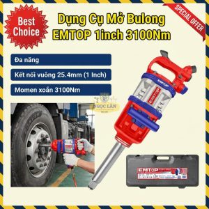 Súng Xiết Bu Lông Hơi EMTOP EATL013101 Hạng Nặng, 1", 3100Nm