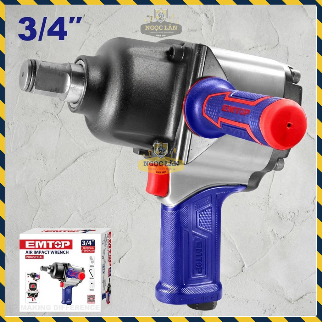 Dụng Cụ Mở Bulong Hơi 3/4" EMTOP Cơ Cấu Búa Đôi EATL341601 - Ảnh 2