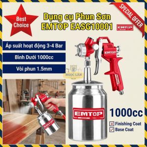 Súng Phun Sơn EMTOP EASG10001 1.5mm Bình Dưới 1000cc Sơn Lót