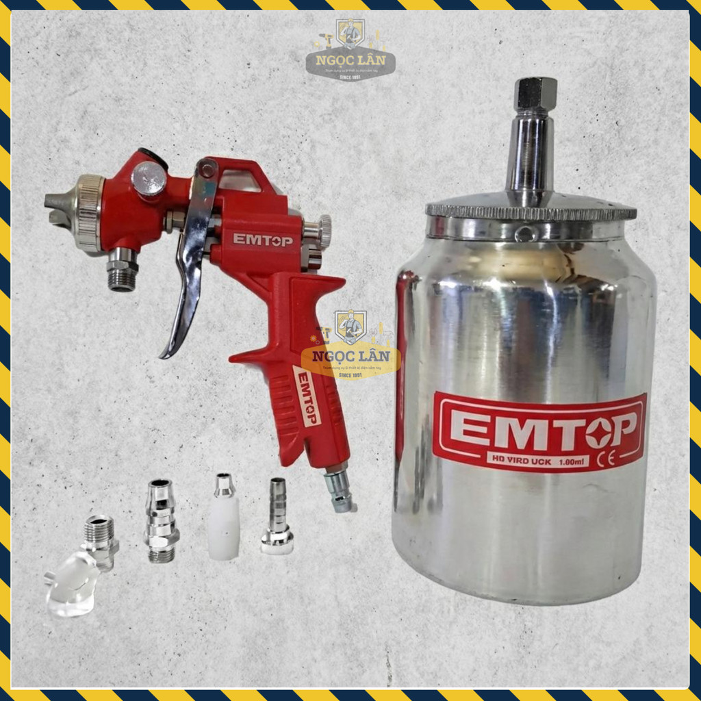 Súng Phun Sơn EMTOP EASG10001 1.5mm Bình Dưới 1000cc Sơn Lót - Ảnh 3