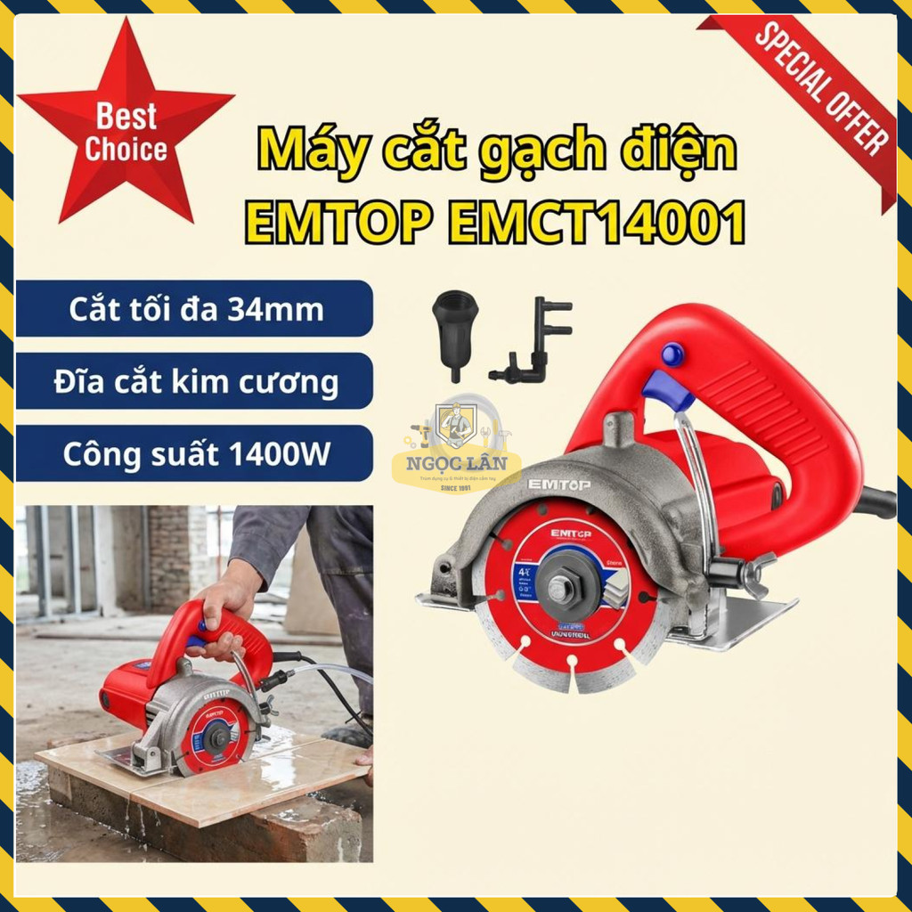 Máy Cắt Gạch Điện EMTOP EMCT14001, 1400W, Đường Kính 110mm