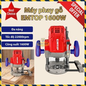 Máy Phay Gỗ EMTOP 1600W 2 Tay Kèm Nhiều Đầu Kẹp EERR1601