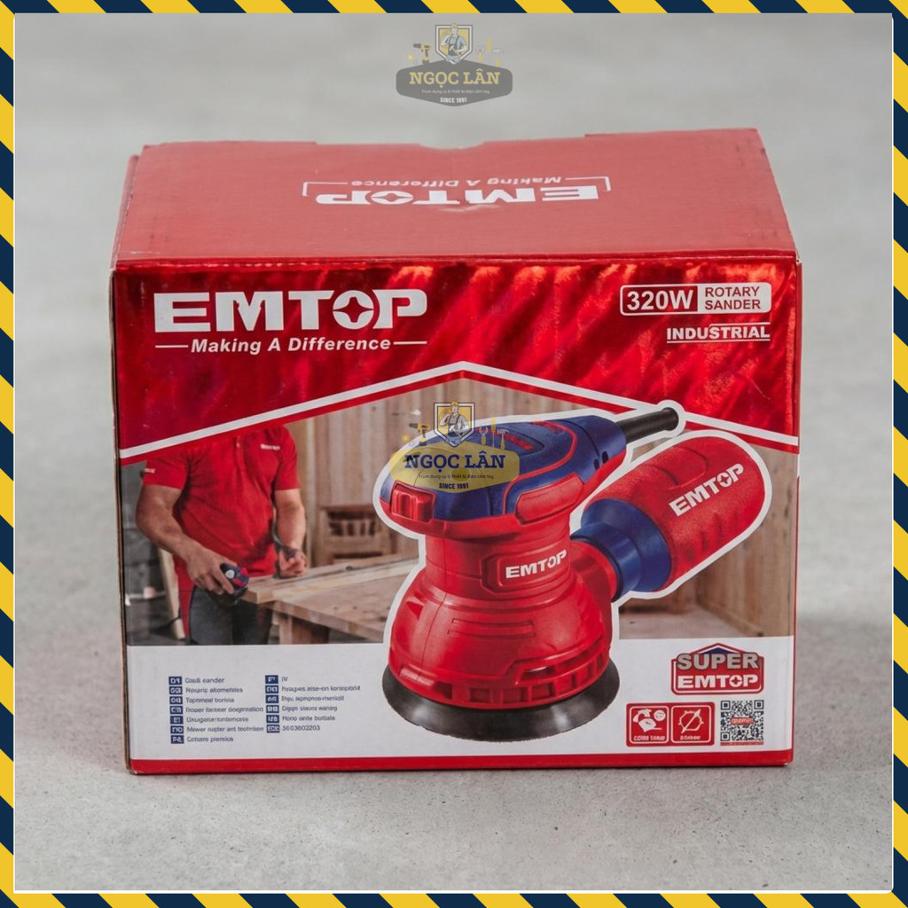 Máy Chà Nhám Quay EMTOP EFSR23206, 320W, Điều Tốc, Kèm 5 Giấy Nhám - Ảnh 5