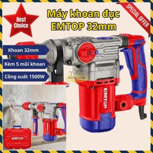 Máy Khoan Đục Bê Tông 32mm 1500W EMTOP ERHRP1503 Kèm 5 Mũi