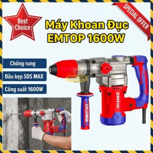 Máy Khoan Đục Bê Tông EMTOP ERHRM1608 14mm 1600W Chống Rung