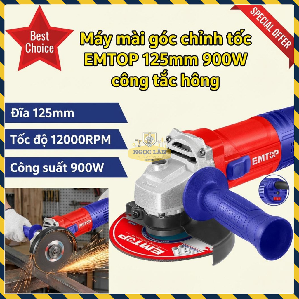 Máy Mài Góc Chỉnh Tốc 125mm EMTOP 900W EAGRS09051
