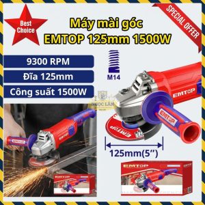 Máy Mài Góc Cầm Tay EMTOP EAGR15153 125mm 1500W Công Tắc Bóp