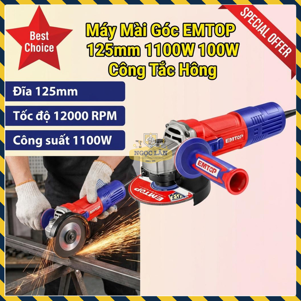 Máy Mài Góc 125mm EMTOP EAGR11051 1100W 12000 Vòng/Phút