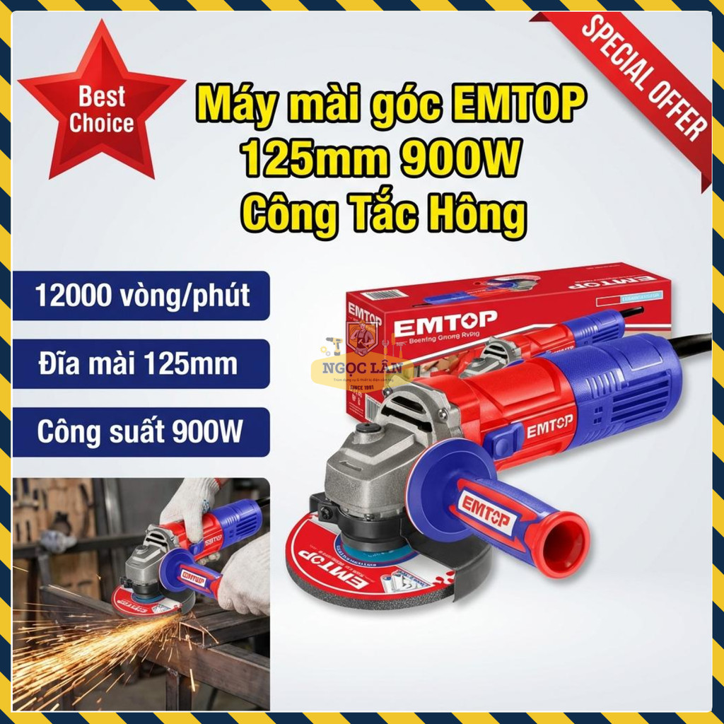 Máy Mài Góc EMTOP 125mm Công Suất 900W EAGR09051