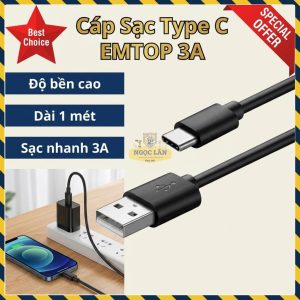 EMTOP Cáp Sạc USB Type C 3A Dài 1 Mét EUCC01