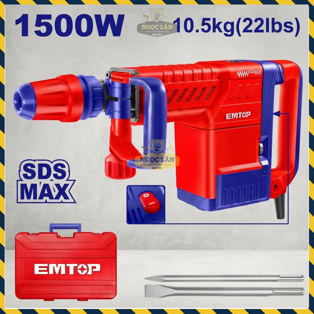 Máy Đục Bê Tông 17mm EMTOP EDBRM1501, 1500W, Chống Rung - Ảnh 5