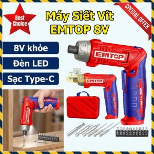 Máy Siết Vít Trượt EMTOP ECSR0803 8V Type-C