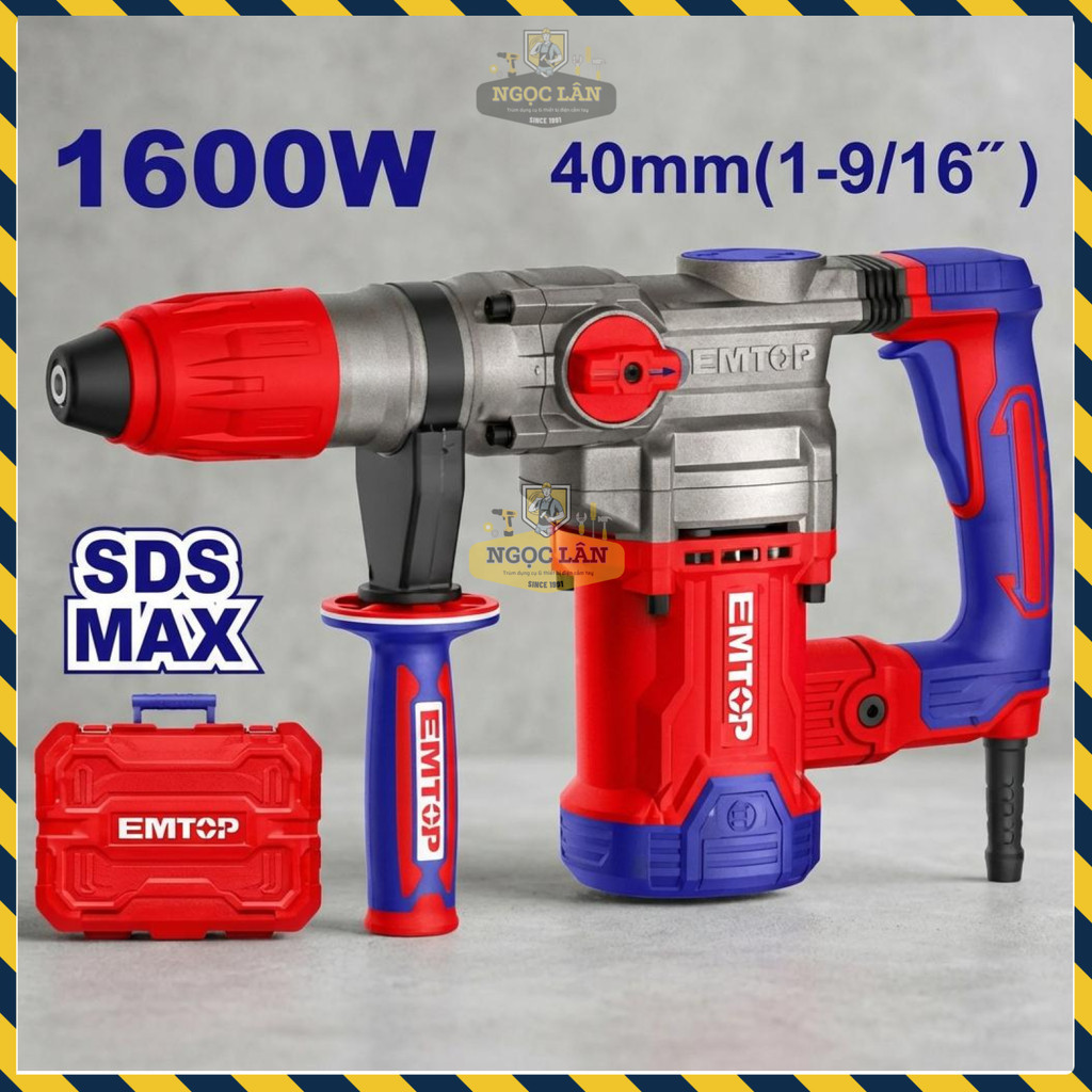 Máy Khoan Đục Bê Tông EMTOP ERHRM1608 14mm 1600W Chống Rung - Ảnh 4
