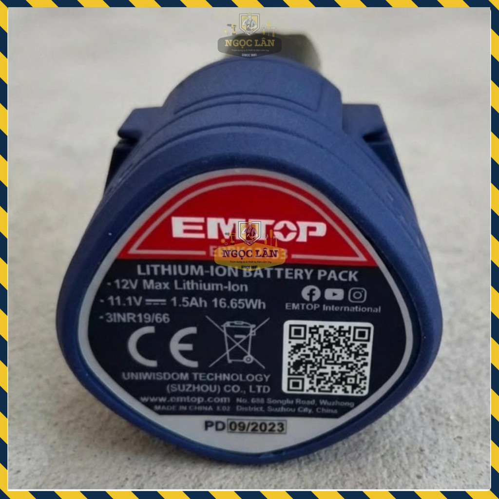 Pin Lithium-Ion EMTOP Type-C 12V 1.5Ah (EBPK12153) - Ảnh 2