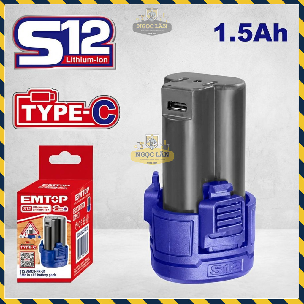 Pin Lithium-Ion EMTOP Type-C 12V 1.5Ah (EBPK12153) - Ảnh 3