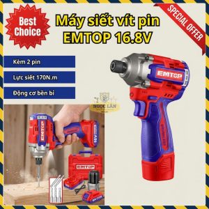 Máy Siết Vít Pin EMTOP Không Chổi Than 16.8V ECIRL16178