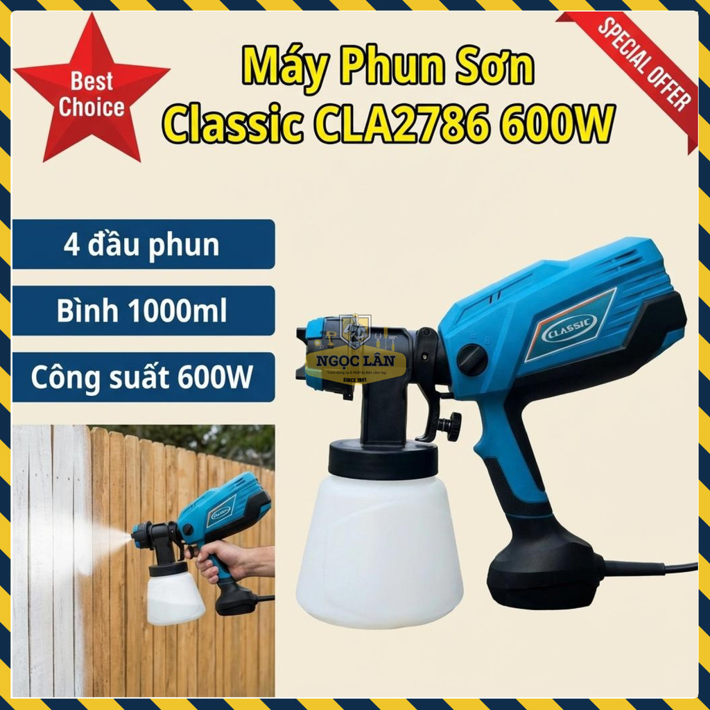 Máy Phun Sơn Điện Cầm Tay Classic CLA2786 600W Chính Hãng