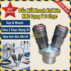 Đầu Nối Nhanh Khí Nén Heike Kiểu V Chia 2 Chạc Ren Ngoài
