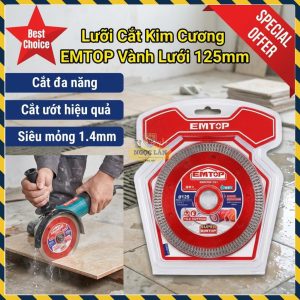 Lưỡi Cắt Kim Cương EMTOP 125mm Cắt Ướt Gạch, Đá, Bê Tông Siêu Mỏng