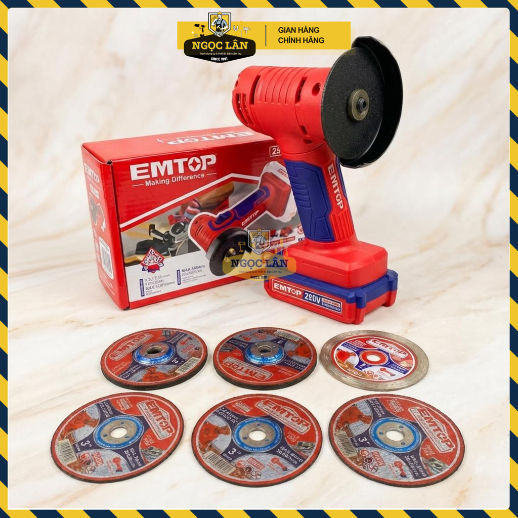 Máy Mài Góc EMTOP 20V Pin D76mm 19500 RPM Thân Máy ELAG7601 - Ảnh 3