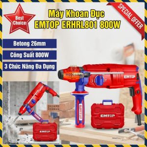 Máy Khoan Đục 3 Chức Năng EMTOP 800W ERHRL801