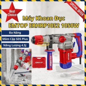 Máy Khoan Đục Bê Tông EMTOP 1050W SDS Plus Kèm Phụ Kiện ERHRP1052