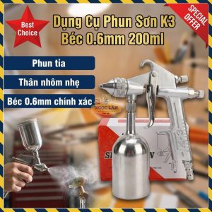 Súng Phun Sơn Mini K3 Bình Trên 200ml Béc 0.6mm, Phun Tỉa Chi Tiết