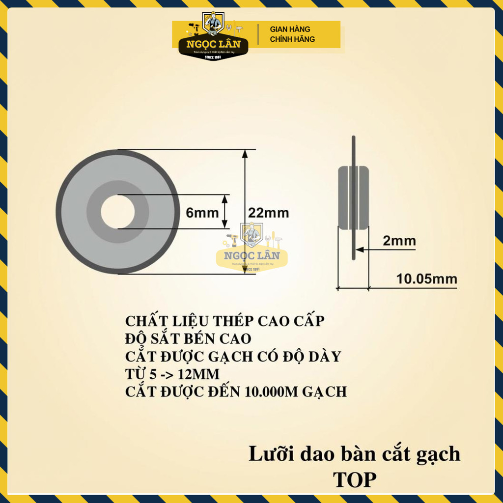 Lưỡi Cắt Gạch Thủ Công TOP 22mm Thay Thế Thép Cao Cấp Chính Hãng - Ảnh 3