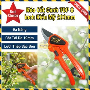 Kéo Cắt Cành TOP Kiểu Mỹ 8 Inch Lưỡi Thép, Cán Nhựa Chính Hãng