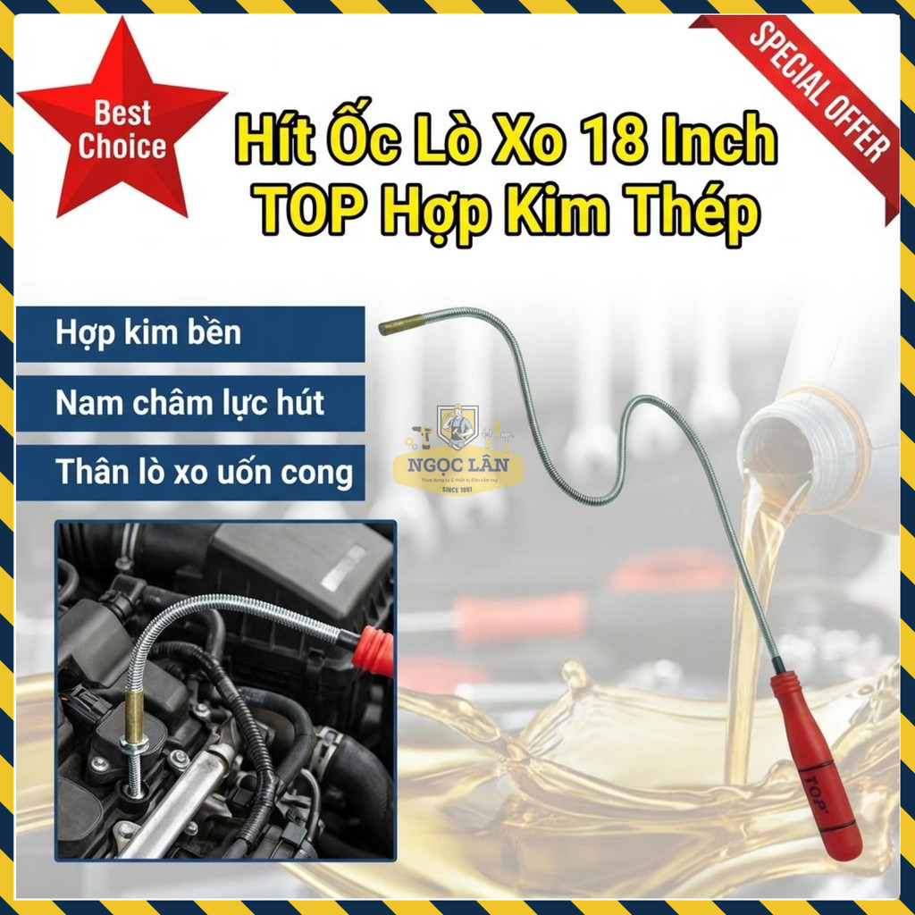 Chính hãng TOP Dụng Cụ Hút Ốc Nam Châm 18 Inch Thân Uốn Cong Góc Hẹp