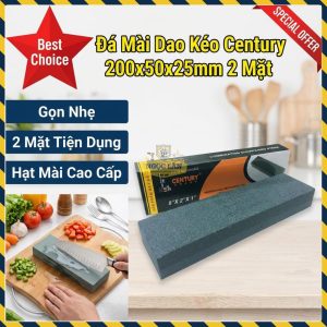 Đá Mài Dao Kéo 2 Mặt Century Cao Cấp 200x50x25mm cho Bếp