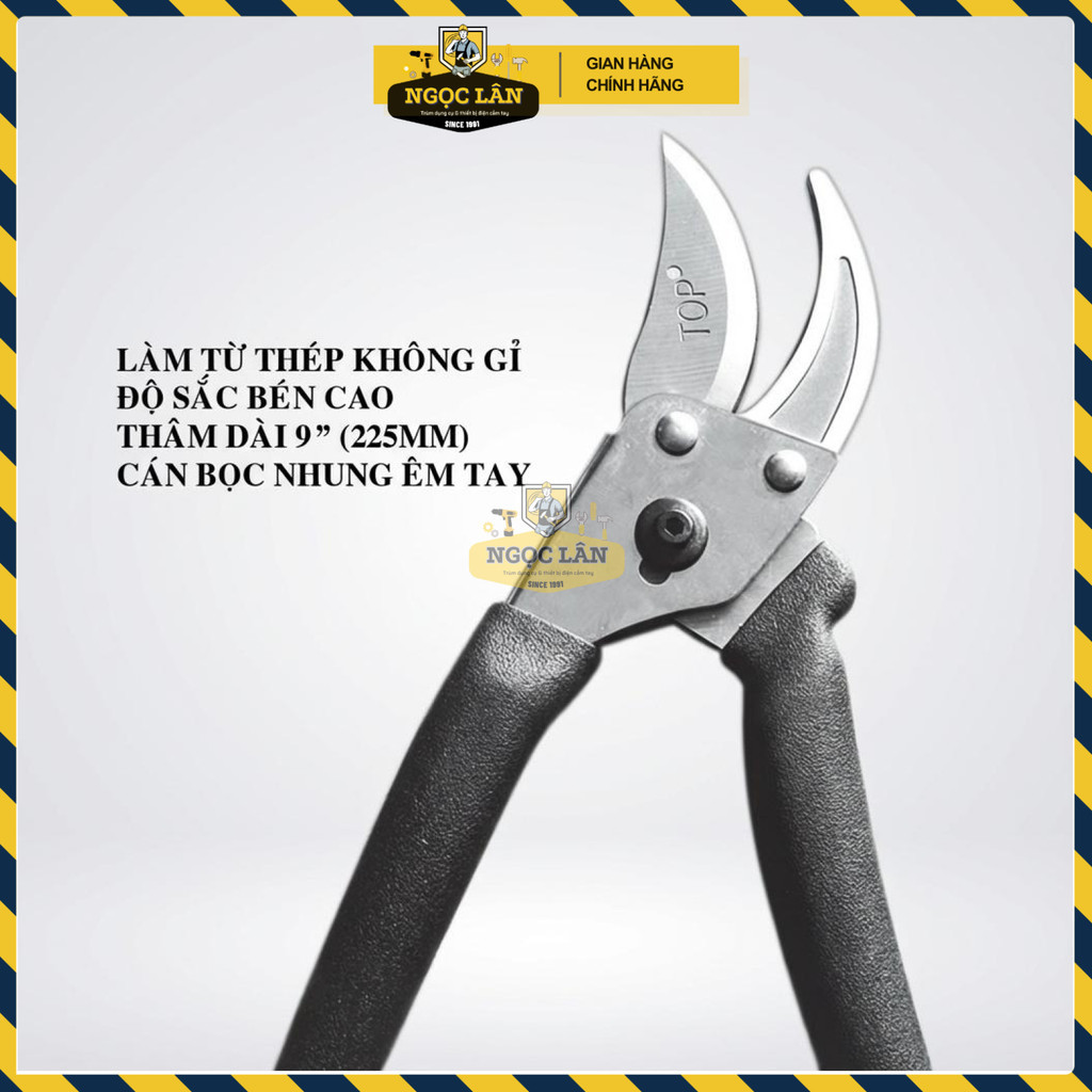 Kéo Cắt Cành TOP 9 Inch Cán Nhung Lưỡi Inox Chống Gỉ - Ảnh 2