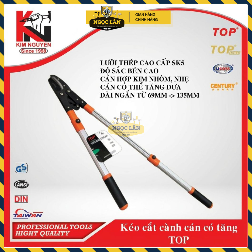 TOP Kéo Cắt Cành Trợ Lực, Cán Tăng Dài 96cm, Lưỡi SK5, Hợp Kim Nhôm - Ảnh 2