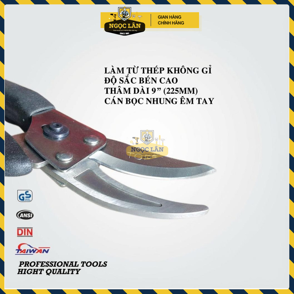 Kéo Cắt Cành TOP 9 Inch Cán Nhung Lưỡi Inox Chống Gỉ - Ảnh 3