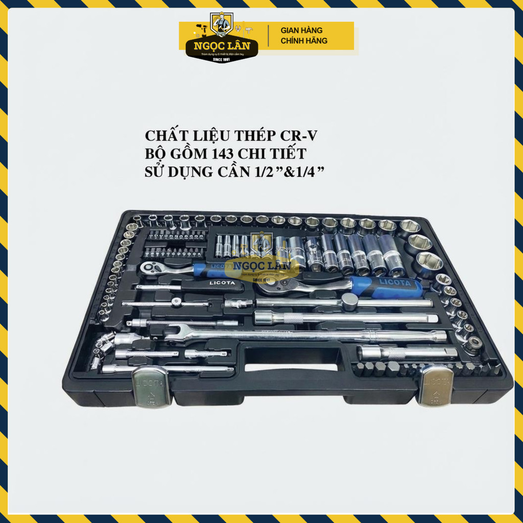 Bộ Tuýp Dụng Cụ Sửa Chữa LICOTA 143 Chi Tiết Thép CR-V Đa Năng - Ảnh 3
