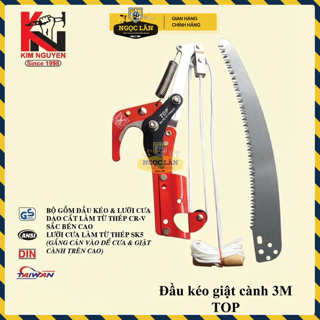 Kéo Cắt Cành Giật Dây 3m TOP (Đầu Kéo) Lưỡi Thép Carbon Cắt Cành Trên Cao - Ảnh 4