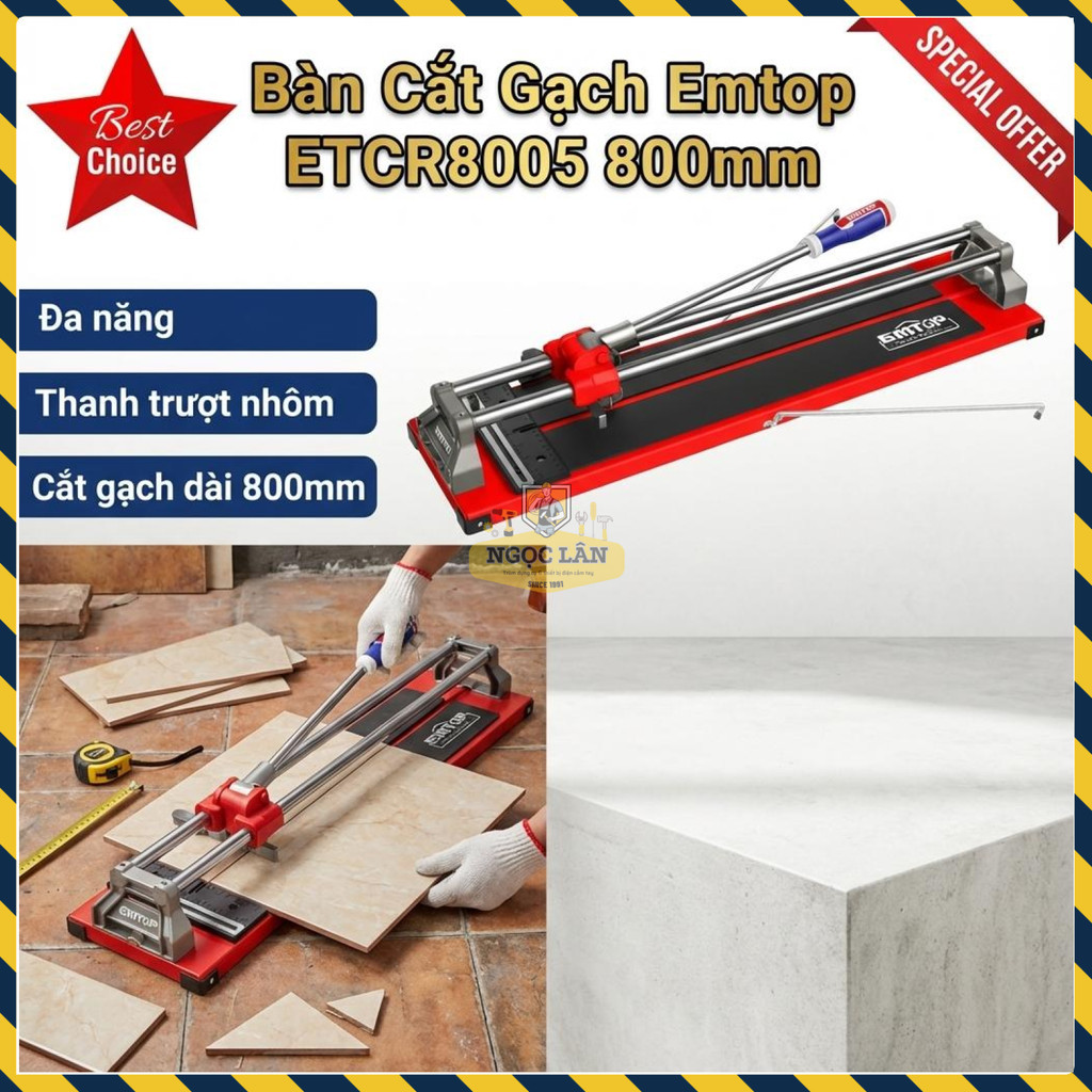 Emtop ETCR8005 Bàn Cắt Gạch 800mm Cắt Đa Năng Dày 14mm