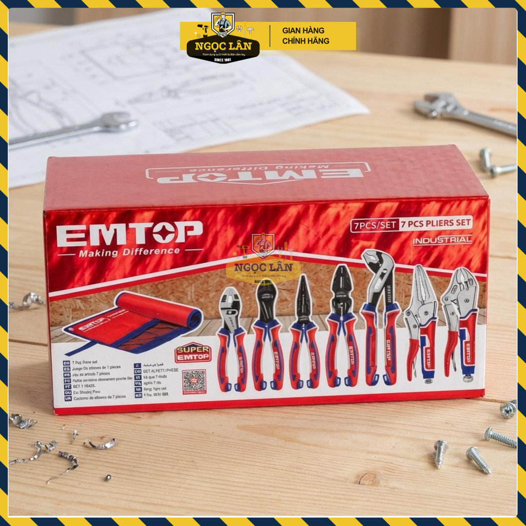 Bộ Kìm Đa Năng EMTOP 7 Chiếc Cao Cấp Sửa Chữa Lắp Đặt EOS23055 - Ảnh 4