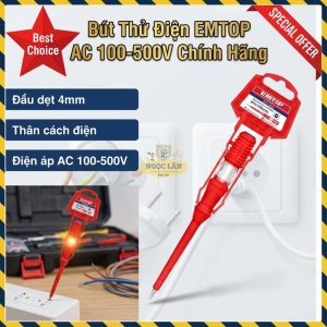 Bút Thử Điện EMTOP Cao Cấp Kiểm Tra Điện Áp AC 100-500V ETPL19001