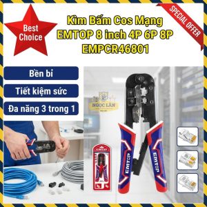 Kìm Bấm Cos Viễn Thông EMTOP Đa Năng 3in1 8 Inch 4P 6P 8P EMPCR46801