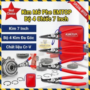 Bộ 4 Kìm Mở Phe EMTOP 7 Inch Cr-V Cao Cấp EPLSC7411
