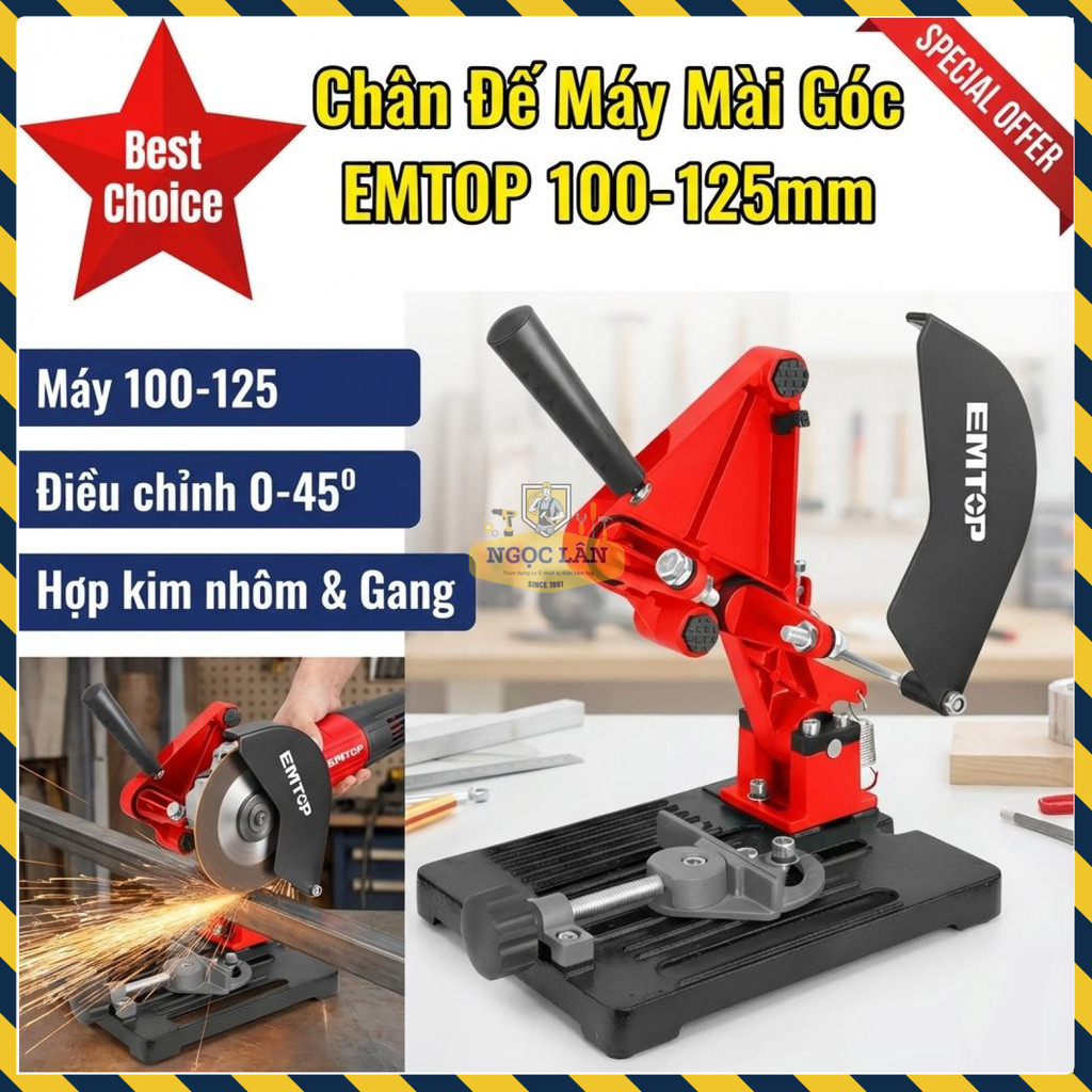 Chân Đế Máy Mài Góc EMTOP EMASC1251 100-125mm, Chắc Chắn, Điều Chỉnh Góc