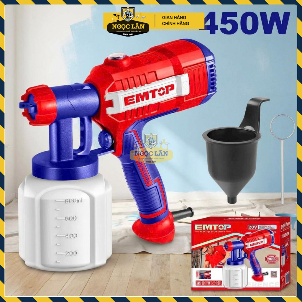 Máy Phun Sơn Điện Cầm Tay EMTOP 450W Chính Hãng ESGN35001 - Ảnh 3